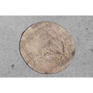 Alfombra Turca, Redonda de 3x3 pies, Alfombra Marrón con Diseño de Patchwork - Product Image 4