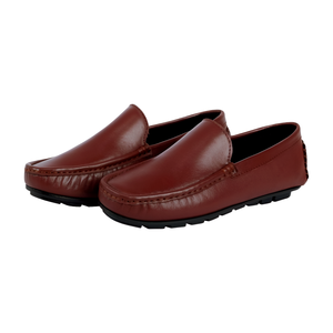 Mocassins en cuir marron pour homme de qualité supérieure, élégants, à enfiler, chaussures habillées avec empeigne texturée, style épais - Product Image 1