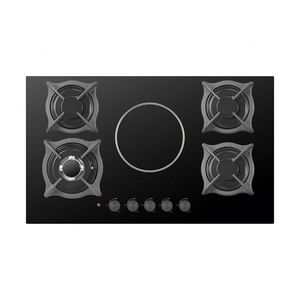 Table de cuisson à induction intégrée quatre feux gaz et un électrique, double usage gaz/électrique, surface en verre disponible - Product Image 1