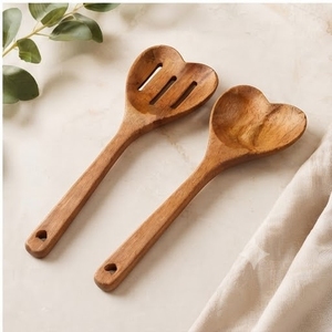 Ensemble de cuillères en bois de manguier à long manche, faites à la main, finition miroir, design minimaliste, écologiques, non toxiques, compatibles lave-vaisselle, pour servir les aliments - Product Image 3