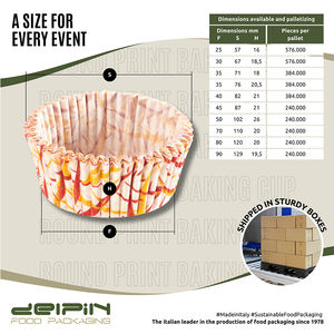 Papel desechable a prueba de grasa personalizable hecho en Italia, redondo con estampado, taza blanca para hornear, revestimientos para cupcakes, estuches de diferentes tamaños - Product Image 3