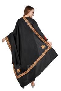 Timeless <b>Black</b> Kashmiri <b>Pashmina</b> <b>Shawl</b> Handcrafted Soft Polyester Wool Breathable Elegant Warm Winter Wrap Solid Embroidery - Product Image 5