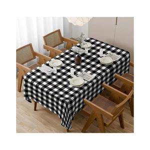 Elegant Black White Checkered Cotton <b>Tablecloth</b> 140X240Cm 210 GSM For Hotel Dining And Bulk Wholesale And Decors And Spas And Sp - Product Image 1
