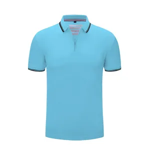 Personnalisé pour hommes pour Polo Maillot confortable et respirant Manches courtes Col contrasté bleu uni Impression de logo personnalisé Design uni - Product Image 2