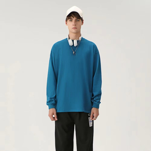 Camiseta de manga larga para hombre de 260g/m2, Camiseta de algodón liso de gran tamaño, Camiseta con estampado personalizado para hombre - Product Image 1