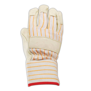 Gran oferta de guantes de aparejo de doble palma de alta resistencia, guantes de trabajo de puño de seguridad de cuero de vaca dividido para trabajos de construcción - Product Image 4