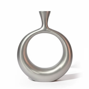 Vase à fleurs classique Décoration d'intérieur Couleur argent Minimaliste Durable Pot de fleurs en aluminium Vase de table Salon - Product Image 1
