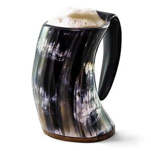 Jarra Medieval de 1L hecha a mano, taza de fiesta de cerveza de ágata de estilo americano, artesanías naturales con cuerno de búfalo Natural, novedad - Product Image 3