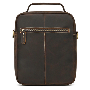 Bolso cruzado de hombro de cuero genuino para hombre, bolso con asa superior con gran capacidad y cierre de cremallera, bolso de mensajero reutilizable - Product Image 2