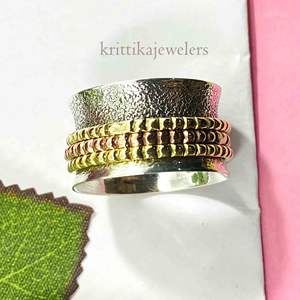 Bague en argent sterling 925 faite à la main de haute qualité, lunette à trois tons, cadeau de mariage classique pour fiançailles - Product Image 4