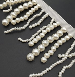 White Bead <b>Fringe</b> Tassel Trim, White Pearl Trim, White Beaded Trim, Pearl Lace For <b>Curtains</b>, Dance Costume, Beading <b>Fringe</b> - Product Image 5
