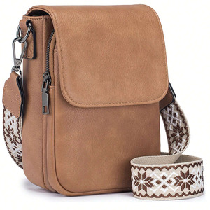 Portafoglio in Pelle con Tre Scomparti e Slot per Carte, Borsa a Tracolla per <span class=keywords><strong>Cellulare</strong></span> da Donna - Product Image 1
