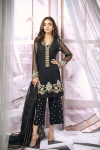 Belle broderie de styliste-KURTA avec la robe de PLAZO embellit les perles de verre de cristal, DABKA pour le travail de fête-WEAR @ 2023 - Product Image 2