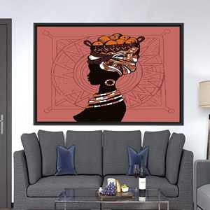 Arte impreso en lienzo: Mujer elegante con cesta africana, 1P: Enmarcado en negro - Product Image 1