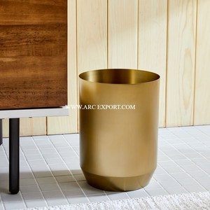 Exclusive Quality Gold Plated Modern House Clean Waste Bin Affordable Design Top Sale Metal Brass Decorative Dust Bin In India - Product Image 2