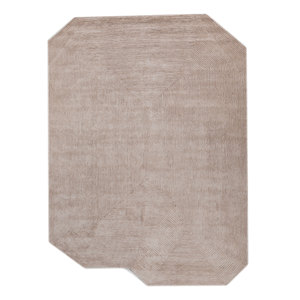 Tapis géométrique et abstrait en viscose tufté à la main Cera Ivory de 10 mm d'épaisseur pour la maison, le couloir et le salon, modèle TPV-50083 pour adolescents - Product Image 1