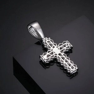 925 sterling silver moissanite <b>cross</b> diamond pendant vvs clarity - Product Image 2