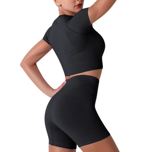 Conjunto de ropa deportiva de gimnasio Reversible de alta calidad para mujer, ropa activa de Yoga transpirable, logotipo personalizado, ropa de Fitness que absorbe el sudor de 2 piezas - Product Image 6