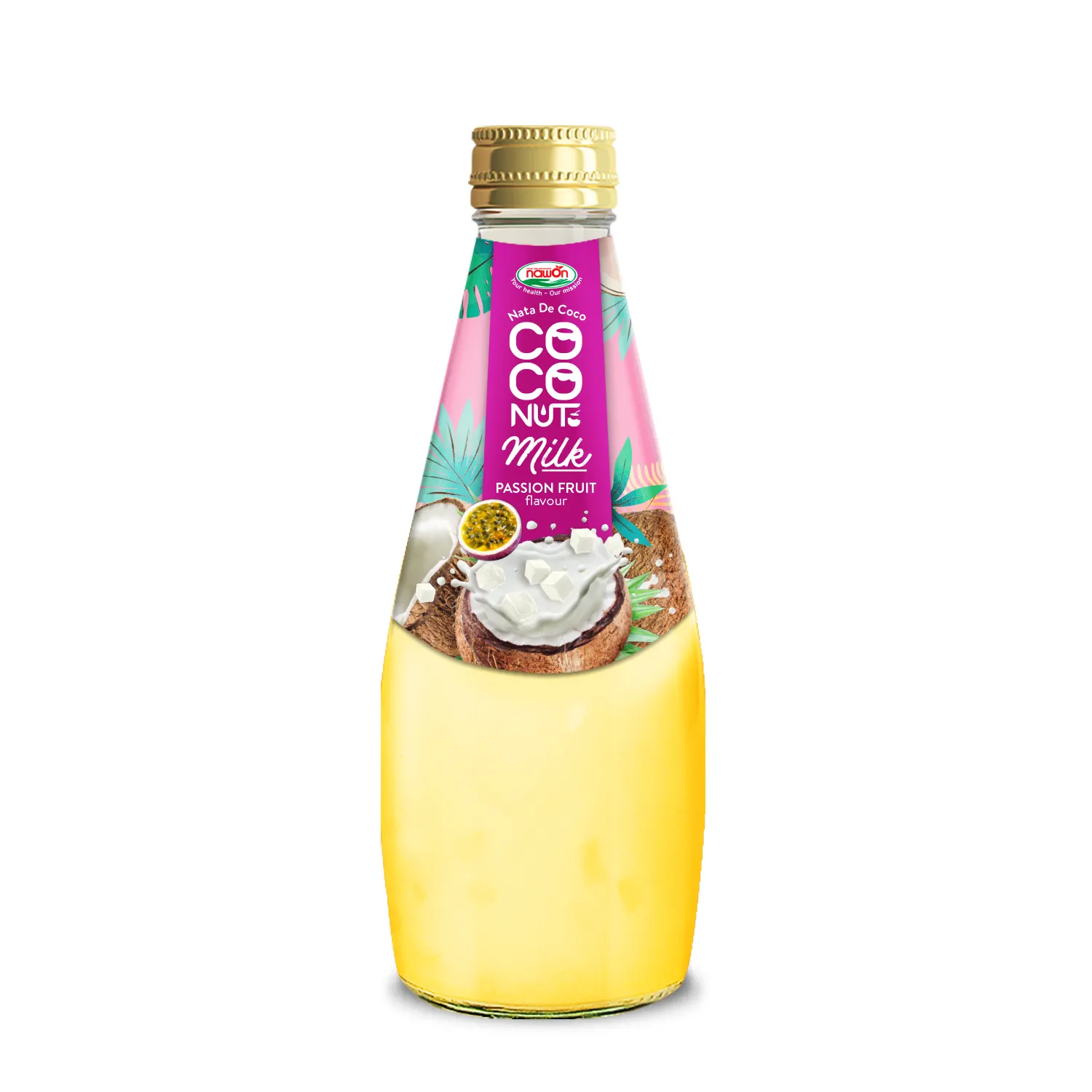 Wholesale Price 290ml Coconut Milk with Nata de Coco Passion Fruit Flavor Private Label Vietnam Beverage Manufacturer Vietnam