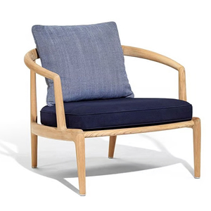 Jardín al aire libre Patio Villa Muebles para el hogar Sillas de salón Madera de teca natural con cojín Diseño moderno-Alvina - Product Image 1