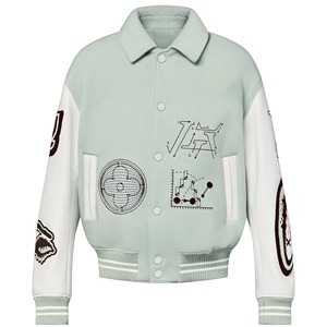 Chaqueta Universitaria Personalizada de Alta Calidad para Hombre con Bordado Chenille, Mangas de Cuero Vacuno, Servicio OEM, Chaqueta Bomber Universitaria de Béisbol - Product Image 4