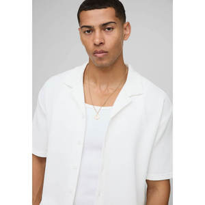 Chemise polo à manches courtes pour homme, style respirant, imprimé, col montant, tricotée, simple boutonnage - Product Image 5