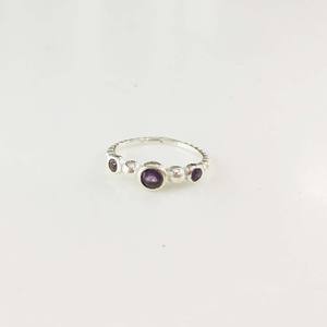 เครื่องประดับแฟชั่นสำหรับสุภาพสตรีสีเงิน925แหวนอเมทิสต์ตัดสีเงินพร้อมกรอบ - Product Image 1