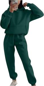 Ensemble de survêtement grande taille avec logo personnalisé pour femmes, tenue surdimensionnée et respirante 100% coton, pull à capuche imprimé, survêtements pour femmes - Product Image 6