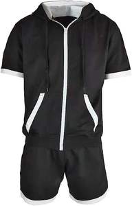 Ensemble de survêtements d'été pour hommes, 80/20 coton, polyester, mélange, sweat à capuche à motif solide, 60/40 - Product Image 5