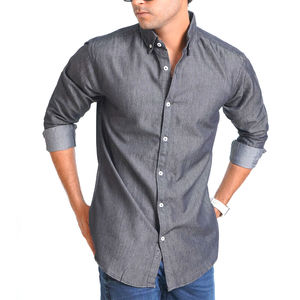 Chemise en jean de qualité supérieure, design populaire, couleur personnalisée, bon matériau, prix bas, chemise en jean pour homme, service OEM - Product Image 3