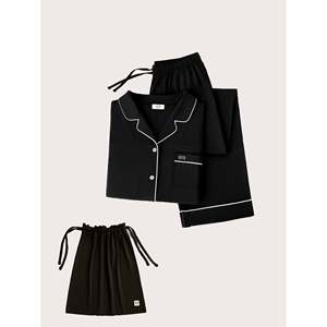 Premium <b>Men's</b> Long Sleeve <b>Pajama</b> <b>Set</b> Soft Cotton Silk Knitted Robe Casual Home Wear Custom Logo Print Pattern Combo Pieces - Product Image 6