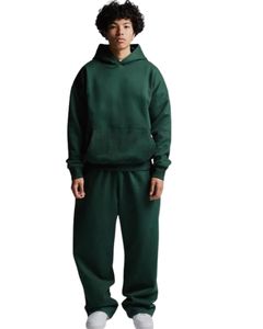 Conjunto Deportivo de Sudadera con Capucha y Pantalones de Felpa Verde Oscuro para Hombre, Ropa Deportiva Informal de Invierno, Sudadera con Capucha y Pantalones de Calle para Hombre - Product Image 1