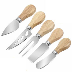 Juego de cuchillos para queso de acero inoxidable con mango de madera - Product Image 1