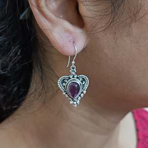 Handmade 925 Sterling <b>Silver</b> <b>Dangle</b> Drop <b>Earrings</b> Gold Plated with Heart Flower Shape for Wedding Featuring Pearls Diamonds - Product Image 5