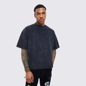 T-shirt streetwear Stone Wash, look rétro délavé, séchage rapide, logo personnalisable, devant vierge, prix direct usine - Product Image 5