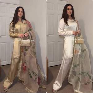 Designer de style traditionnel Satin de soie pour femmes Indian Wear Swarovski Work Dupatta & Kurti by Maruti Fashion - Product Image 5