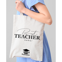 Bolsa de Mensajero de Lona de Algodón Personalizable con el Eslógán 'El Mejor Maestro del Mundo', Asas de Tela de Algodón, 15x16 Pulgadas, Bolsa de Mensajero para Maestros