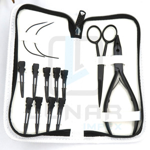 Kit de herramientas de extensión de cabello de cuero de PVC blanco de venta caliente en color negro mate con etiquetado de marca personalizado gratuito - Product Image 1