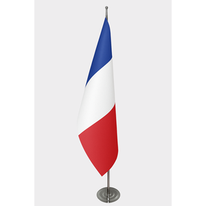 Drapeau d'intérieur officiel de la France 3x5 pieds, imprimé numériquement en polyester, avec cordon en plastique et mât en aluminium pour l'affichage - Product Image 1