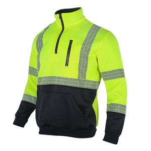 Sweat à capuche de sécurité en polyester de qualité supérieure Veste de construction haute visibilité avec fermeture à glissière réfléchissante Logo personnalisable - Product Image 4