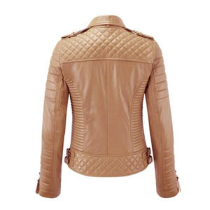 New High Quality Women's <b>Real</b> <b>Leather</b> <b>Jacket</b> Stylish <b>Biker</b> Sheepskin <b>Leather</b> <b>Jacket</b> Breathable Windproof Plain Dyed Casual OEM - Product Image 2
