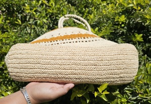 Bolso Tote Bohemio de Ganchillo para Mujer, Rayado, Calado, Bolso de Playa Ligero, Casual, con Dos Asas y Cierre Abierto - Product Image 4