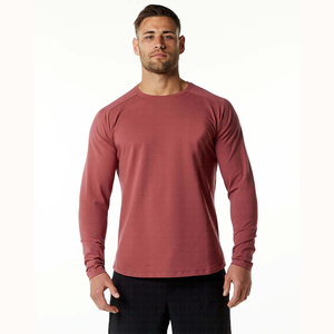 Blanc col rond entraînement vêtements actifs formation t-shirt manches longues ajusté Compression Fitness Gym T-shirts hommes - Product Image 1