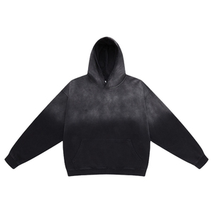 Pull à capuche en polaire délavé à manches longues de qualité supérieure pour hommes respirant coupe-vent en polyester/coton mélangé - Product Image 1