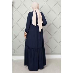 Robe Abaya bleu marine avec volants élégants - Product Image 3