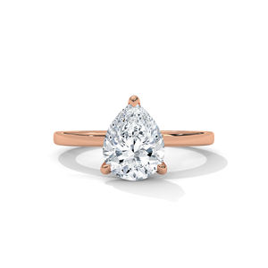 Anillo de compromiso de oro real de diseñador personalizado con VS Lab Grown D Color Super White Pear Diamond VVS Joyería de boda - Product Image 1