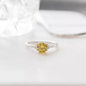 Anillo de oro auténtico de 14 quilates de lujo amarillo cultivado en laboratorio, anillo de compromiso elegante para boda o promesa para mujer - Product Image 2