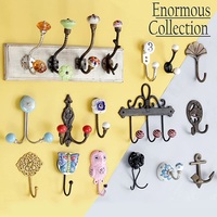 Crochets muraux pour serviettes en céramique bleue traditionnelle faits à la main, motif floral, écologiques, réutilisables, robustes, multifonctionnels