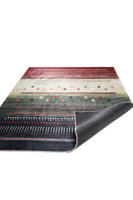 Tapis turc Adiva tissé jacquard à la machine, lavable, avec envers en coton antidérapant, motif géométrique uni, à poils ras, pour la maison