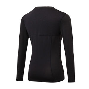 Haut court de yoga noir pour femme, à manches courtes, imprimé, sans couture, compressé, coupe régulière, en tissu tricoté - Product Image 4